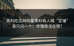 黑料吃瓜网明星黑料有人喊“实锤”我只问一个：传播路径在哪？