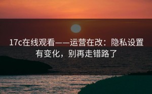 17c在线观看——运营在改：隐私设置有变化，别再走错路了