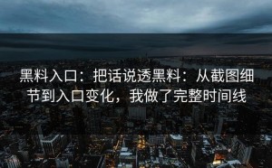黑料入口：把话说透黑料：从截图细节到入口变化，我做了完整时间线