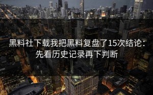 黑料社下载我把黑料复盘了15次结论：先看历史记录再下判断
