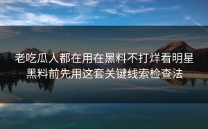 老吃瓜人都在用在黑料不打烊看明星黑料前先用这套关键线索检查法