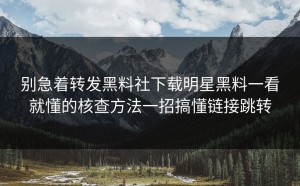 别急着转发黑料社下载明星黑料一看就懂的核查方法一招搞懂链接跳转