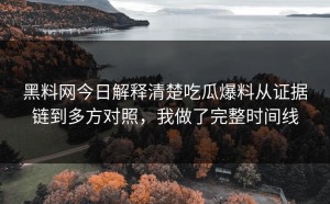 黑料网今日解释清楚吃瓜爆料从证据链到多方对照，我做了完整时间线