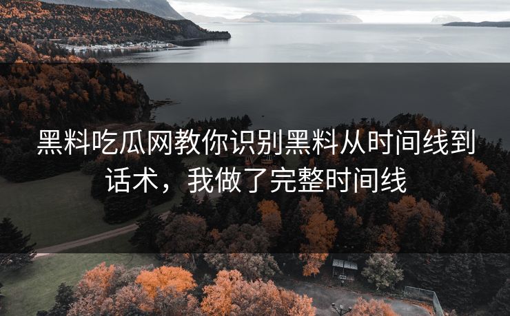 黑料吃瓜网教你识别黑料从时间线到话术，我做了完整时间线