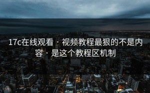 17c在线观看 · 视频教程最狠的不是内容 · 是这个教程区机制