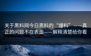关于黑料网今日黑料的“爆料”——真正的问题不在表面——解释清楚给你看