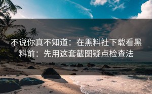 不说你真不知道：在黑料社下载看黑料前：先用这套截图疑点检查法