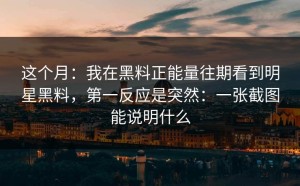 这个月：我在黑料正能量往期看到明星黑料，第一反应是突然：一张截图能说明什么